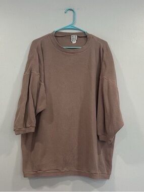 Fitigues 100% Cotton Tan Waffle Knit Crewneck Top One Size Vintage VTG